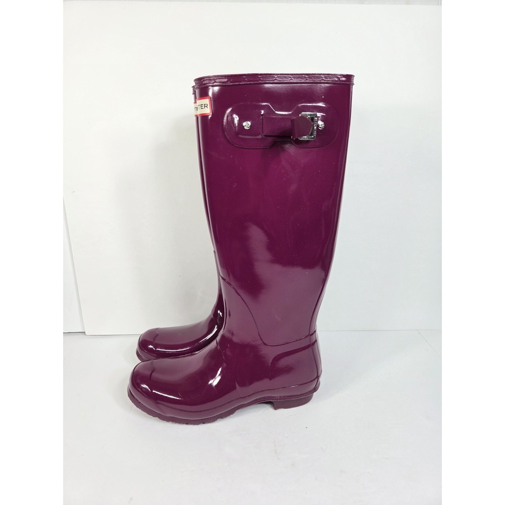 Hunter Original Gloss Violet Wellington Tall Rain Boots Slip On Women 10 Us